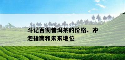 斗记百彻普洱茶的价格、冲泡指南和未来地位