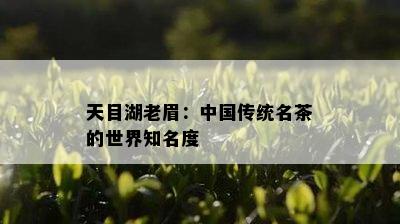 天目湖老眉：中国传统名茶的世界知名度