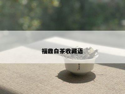 福鼎白茶收藏语