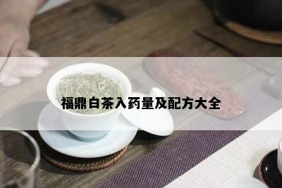 福鼎白茶入药量及配方大全