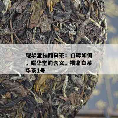 耀华堂福鼎白茶：口碑如何，耀华堂的含义，福鼎白茶华茶1号