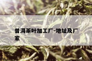 普洱茶叶加工厂-地址及厂家