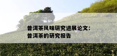 普洱茶风味研究进展论文：普洱茶的研究报告