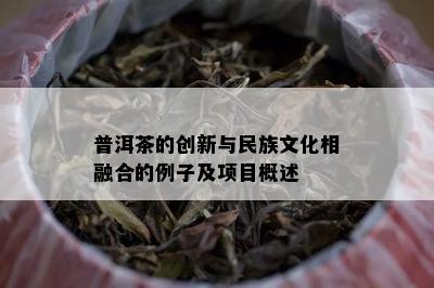 普洱茶的创新与民族文化相融合的例子及项目概述