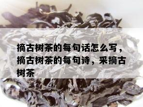 摘古树茶的每句话怎么写，摘古树茶的每句诗，采摘古树茶