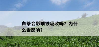 白茶会影响铁吸收吗？为什么会影响？