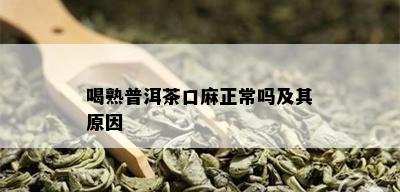 喝熟普洱茶口麻正常吗及其原因