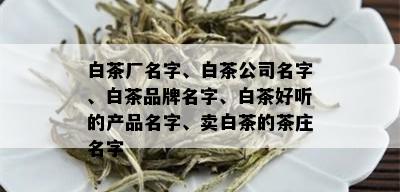 白茶厂名字、白茶公司名字、白茶品牌名字、白茶好听的产品名字、卖白茶的茶庄名字