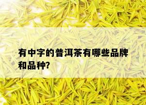 有中字的普洱茶有哪些品牌和品种？