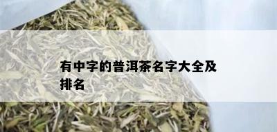 有中字的普洱茶名字大全及排名