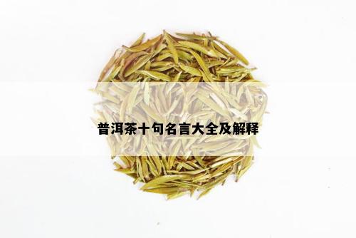 普洱茶十句名言大全及解释