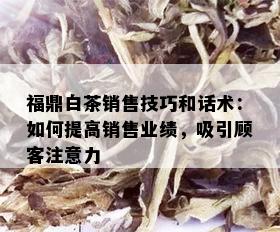 福鼎白茶销售技巧和话术：如何提高销售业绩，吸引顾客注意力