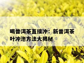 喝普洱茶直接冲：新普洱茶叶冲泡方法大揭秘