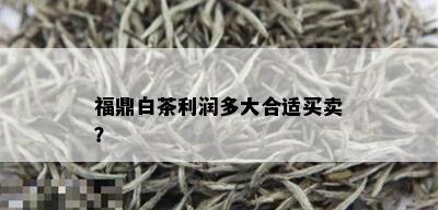 福鼎白茶利润多大合适买卖？