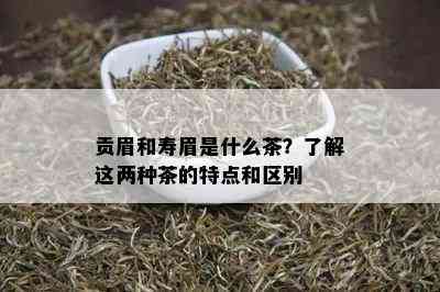 贡眉和寿眉是什么茶？了解这两种茶的特点和区别