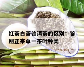 红茶白茶普洱茶的区别：鉴别正宗单一茶叶种类