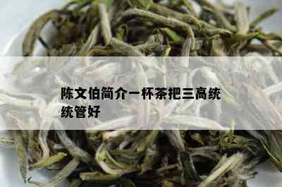 陈文伯简介一杯茶把三高统统管好