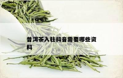 普洱茶入驻抖音需要哪些资料