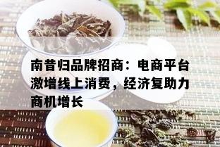 南昔归品牌招商：电商平台激增线上消费，经济复助力商机增长