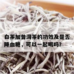 白茶加普洱茶的功效及是否降血糖，可以一起喝吗？