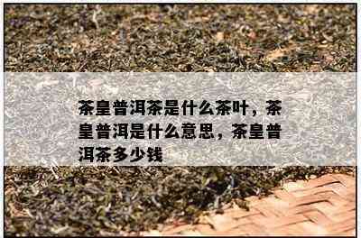 茶皇普洱茶是什么茶叶，茶皇普洱是什么意思，茶皇普洱茶多少钱