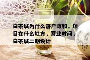 白茶城为什么落户政和，项目在什么地方，营业时间，白茶城二期设计