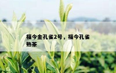 福今金孔雀2号，福今孔雀熟茶