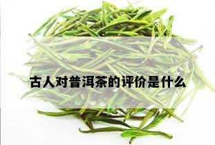 古人对普洱茶的评价是什么