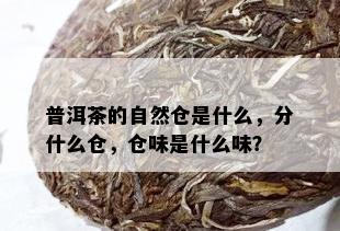 普洱茶的自然仓是什么，分什么仓，仓味是什么味？