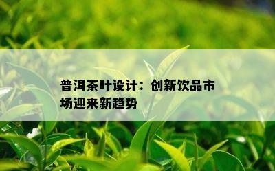 普洱茶叶设计：创新饮品市场迎来新趋势