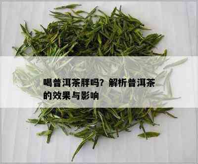 喝普洱茶胖吗？解析普洱茶的效果与影响