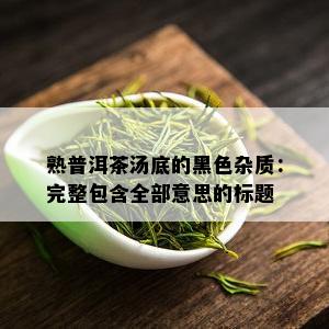 熟普洱茶汤底的黑色杂质：完整包含全部意思的标题