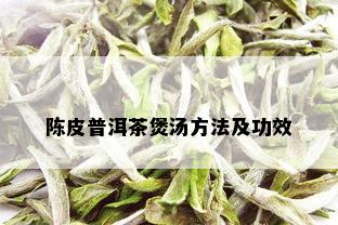 陈皮普洱茶煲汤方法及功效