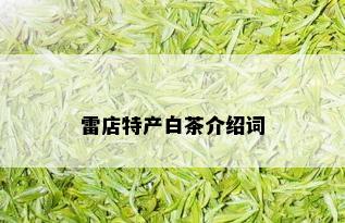 雷店特产白茶介绍词