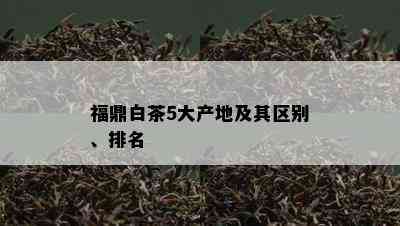 福鼎白茶5大产地及其区别、排名