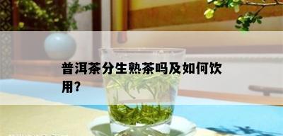 普洱茶分生熟茶吗及如何饮用？