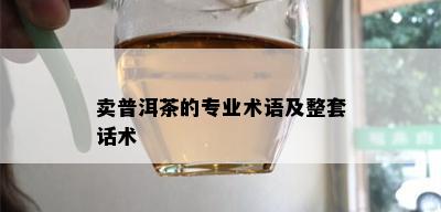 卖普洱茶的专业术语及整套话术