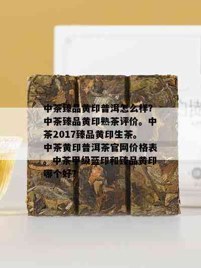 中茶臻品黄印普洱怎么样？中茶臻品黄印熟茶评价。中茶2017臻品黄印生茶。中茶黄印普洱茶官网价格表。中茶甲级蓝印和臻品黄印哪个好？