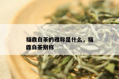 福鼎白茶的雅称是什么，福鼎白茶别称