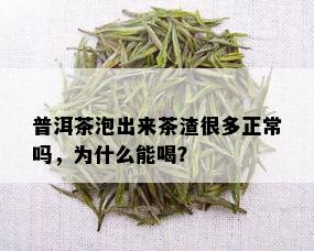 普洱茶泡出来茶渣很多正常吗，为什么能喝？