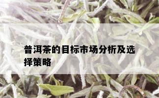 普洱茶的目标市场分析及选择策略