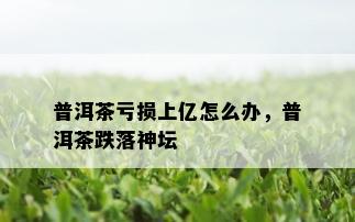 普洱茶亏损上亿怎么办，普洱茶跌落神坛