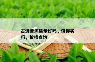 古渡普洱质量好吗，值得买吗，价格查询