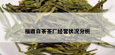 福鼎白茶茶厂经营状况分析