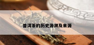 普洱茶的历史源渊及来源