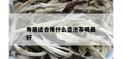 寿眉适合用什么壶泡茶喝更好