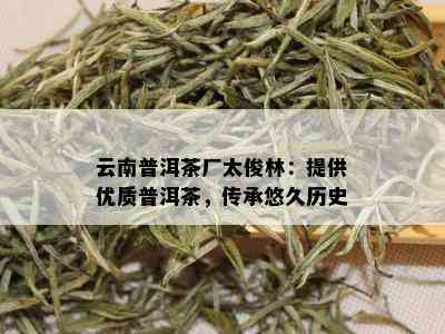 云南普洱茶厂太俊林：提供优质普洱茶，传承悠久历史