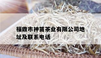 福鼎市神苗茶业有限公司地址及联系电话