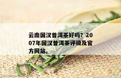 云南国汉普洱茶好吗？2007年国汉普洱茶评级及官方网站。