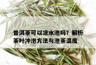 普洱茶可以凉水泡吗？解析茶叶冲泡方法与泡茶温度